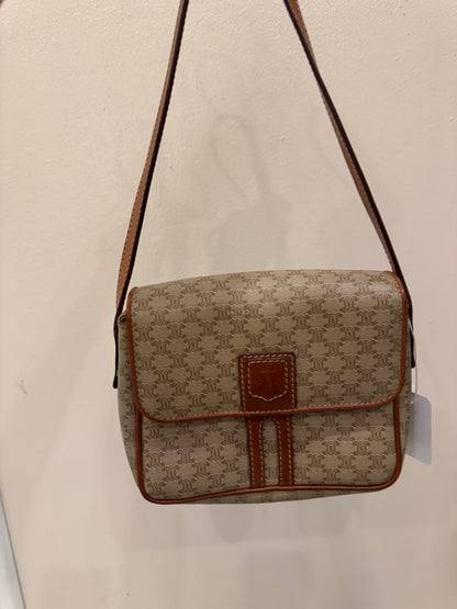 Celine Macadam Beige Canvas & Leather Crossbody Bag